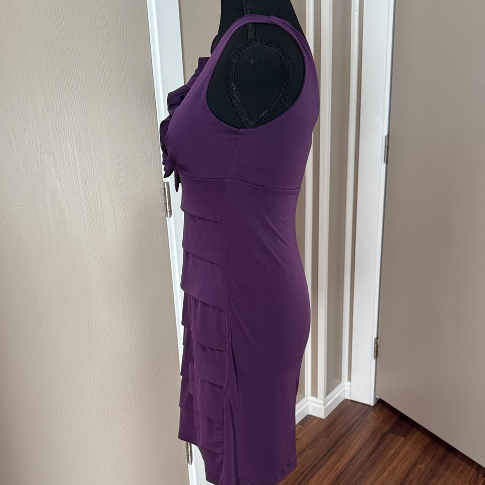 Enfocus Studio One-Shoulder Purple Ruffle Rosette Tiered Dress - Picture 8 of 8